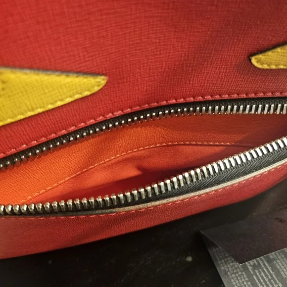 Fendi Monster Eyes Tote – Red Saffiano Leather With Fendi Charm - Picture 6 of 16